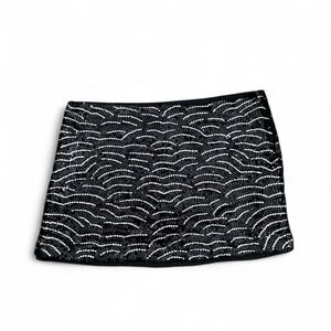 Gryphon Black Silver Sequin Mini Skirt Silk Party Holiday L